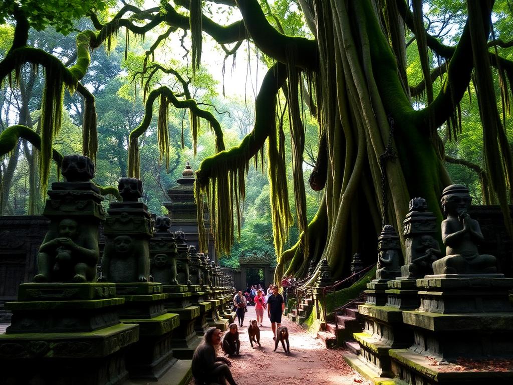Ubud Monkey Forest with banyan trees