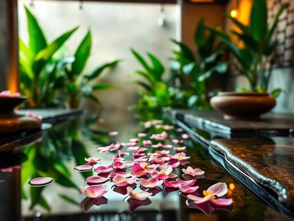 Bali day spa with flower petals